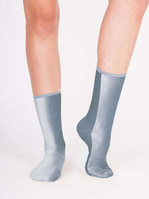 Simone Wild velvet ankle socks silver
