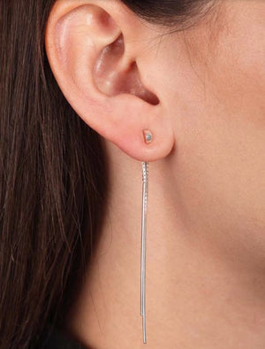Bit nail cord tail earring, silver